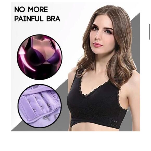 Nwt Pink Lift Wireless Front X Buckle Lace Bralette - Picture 4 of 16